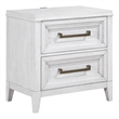 Leva Nightstand- 28 Inch- Distressed White Acacia Wood- 2 Drawers