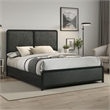 Cavy Queen Size Bed- Channel Tufted Upholstered Headboard- Black Gray