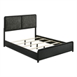 Cavy Queen Size Bed- Channel Tufted Upholstered Headboard- Black Gray