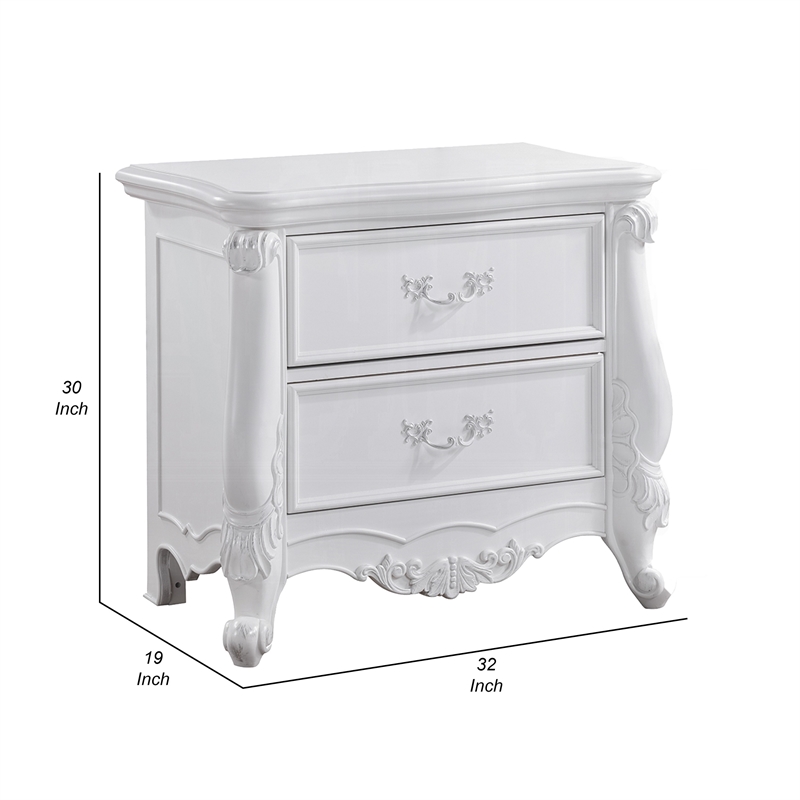 Maver Nightstand with 2 Drawers Scrolled Details