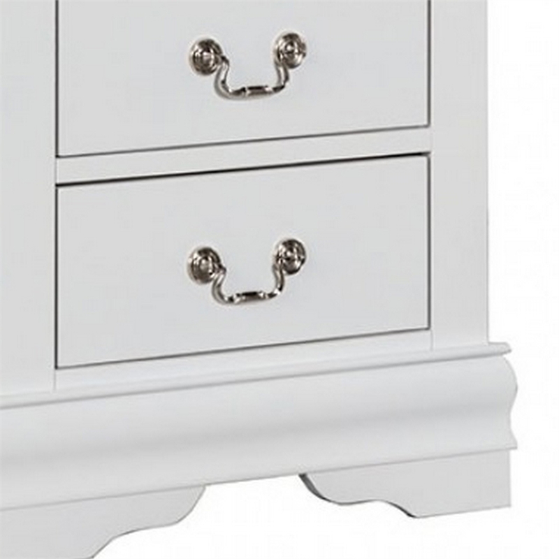 Ryla Nightstand- 2 Drawers- Solid Wood- Nickel Metal Handles