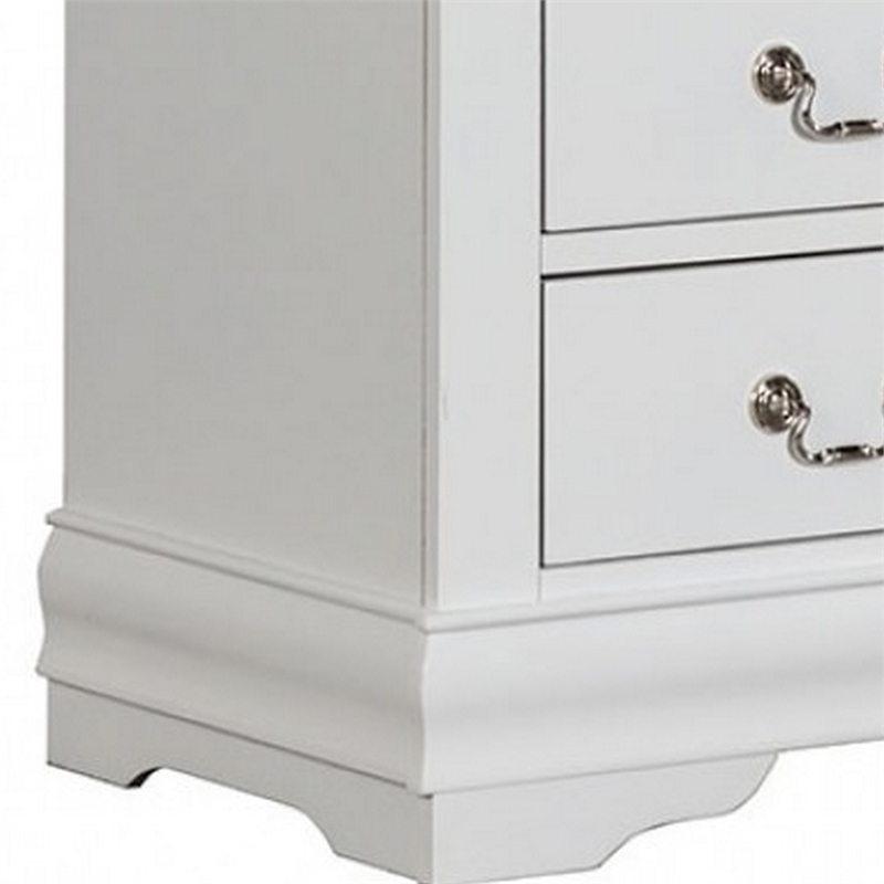 Ryla Nightstand- 2 Drawers- Solid Wood- Nickel Metal Handles