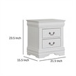 Ryla Nightstand- 2 Drawers- Solid Wood- Nickel Metal Handles