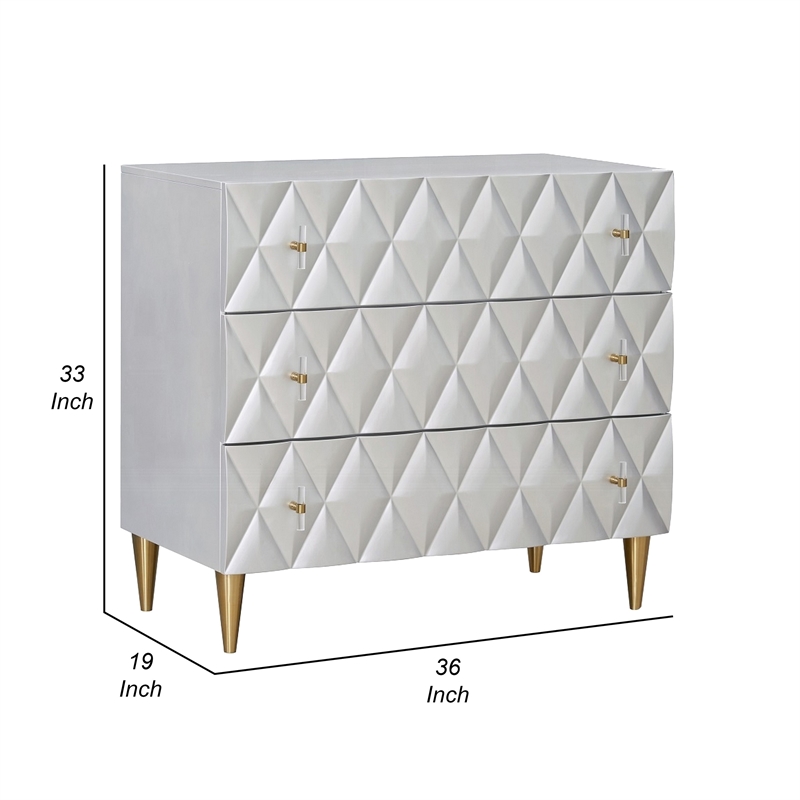 36 Inch Wide Nightstand Dresser- Drawers with Jewelry Tray