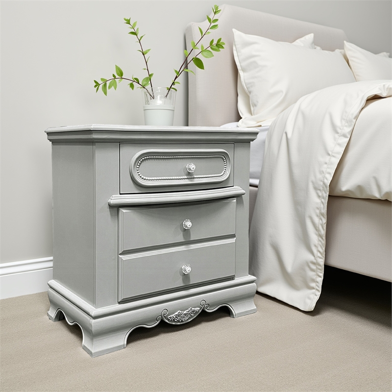 Auri Kids Nightstand- 3 Drawers and Scalloped Base