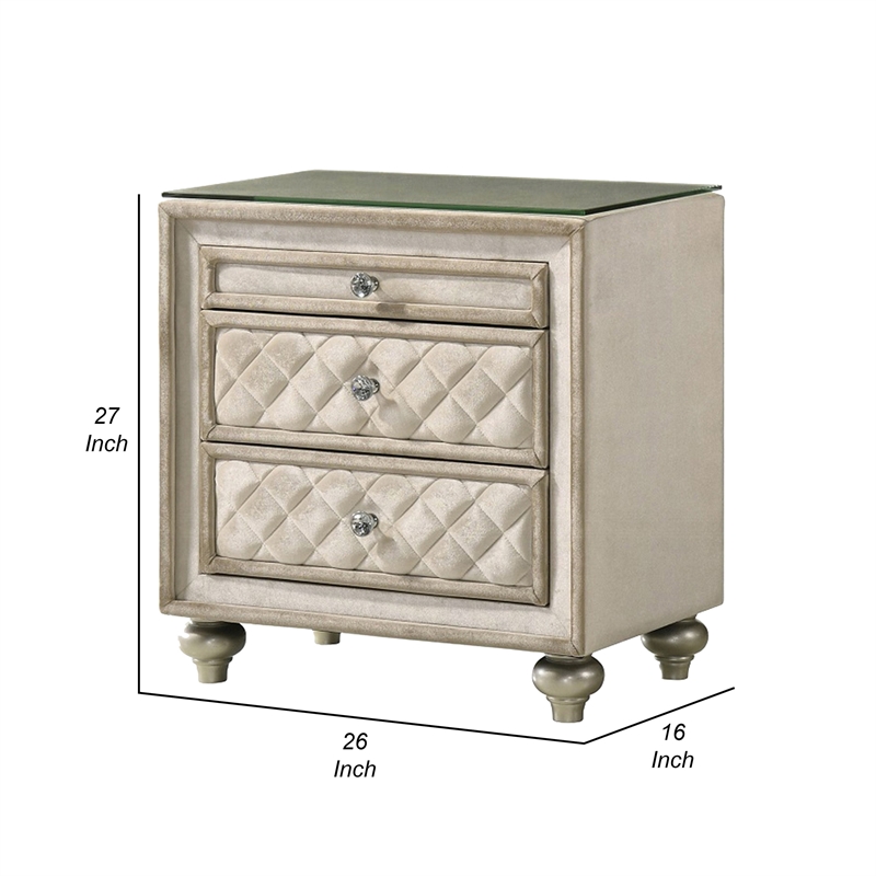 Willa Nightstand- 2 Drawers- Pull Out Tray- 27 Inch Wood