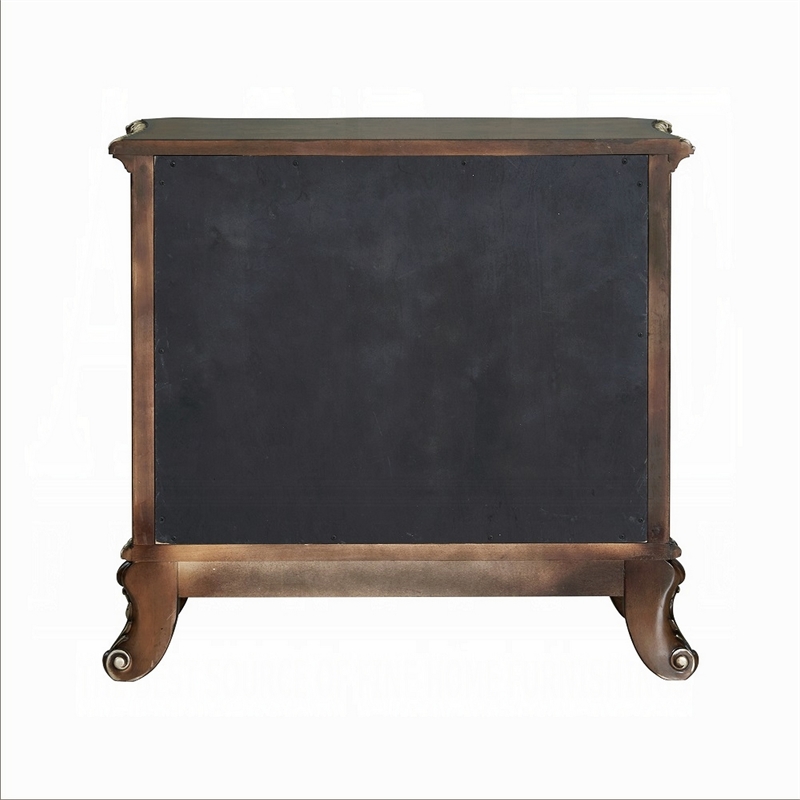 Vany Nightstand- Traditional Floral Trim- 3 Drawers