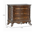 Vany Nightstand- Traditional Floral Trim- 3 Drawers