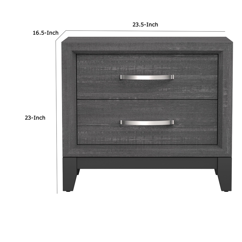 Erica Bedside Nightstand- 2 Drawers Chrome Bar Handles