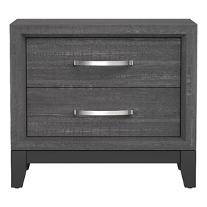 Erica Bedside Nightstand- 2 Drawers Chrome Bar Handles