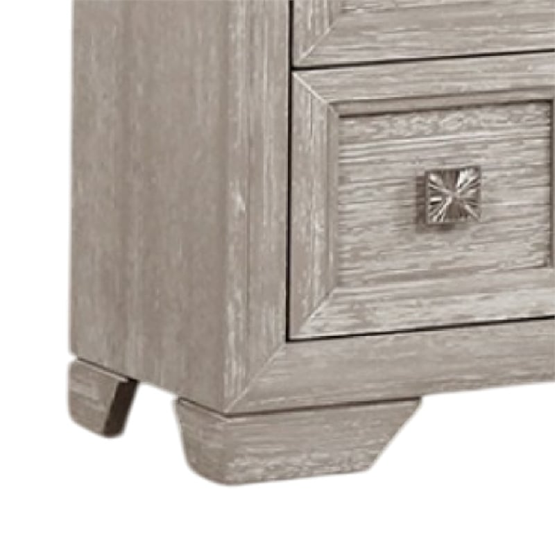Diaz Nightstand with 2 Drawers- Sunburst Design Front