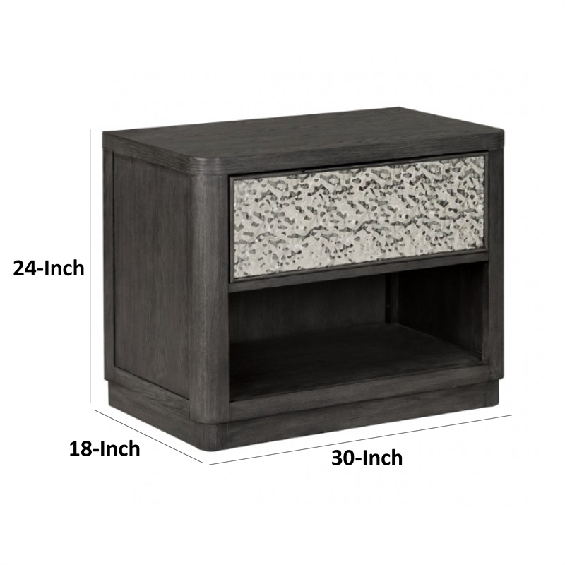 Zoko Nightstand Table with 2 USB Ports- Metal Accents
