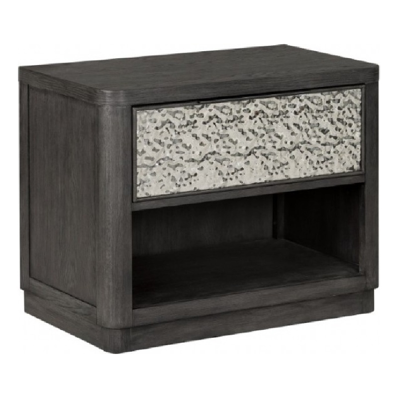 Zoko Nightstand Table with 2 USB Ports- Metal Accents