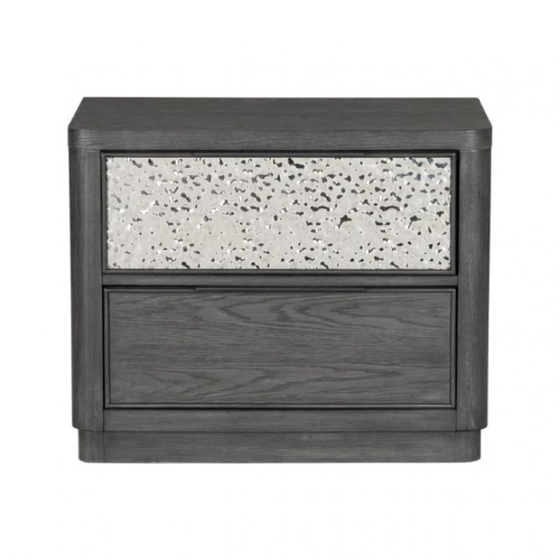 Zoko Nightstand- 2 Drawers- USB Ports- Metal Accents