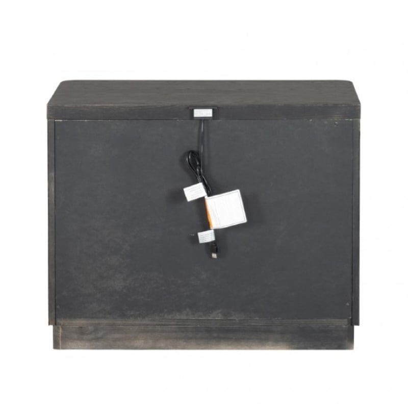 Zoko Nightstand- 2 Drawers- USB Ports- Metal Accents