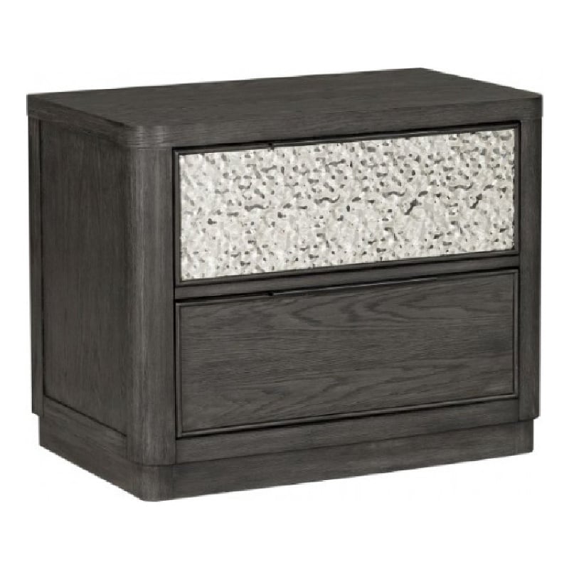Zoko Nightstand- 2 Drawers- USB Ports- Metal Accents