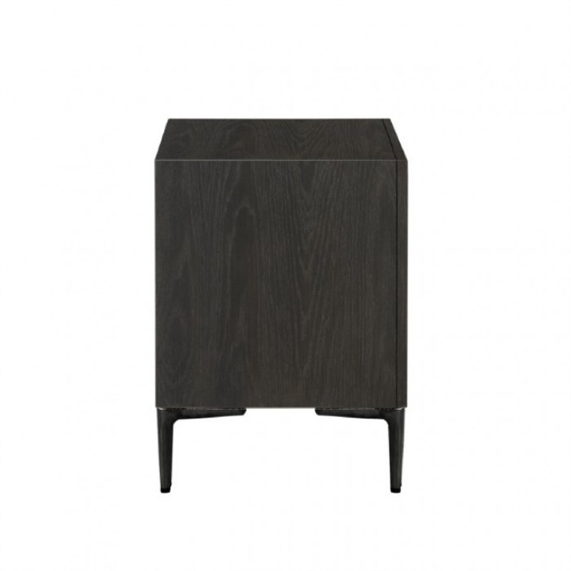 Kaira Nightstand- 2 USB Ports- Textured Metal Accents
