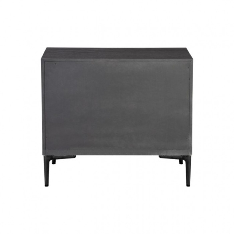 Kaira Nightstand- 2 USB Ports- Textured Metal Accents