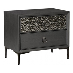 Kaira Nightstand- 2 USB Ports- Textured Metal Accents