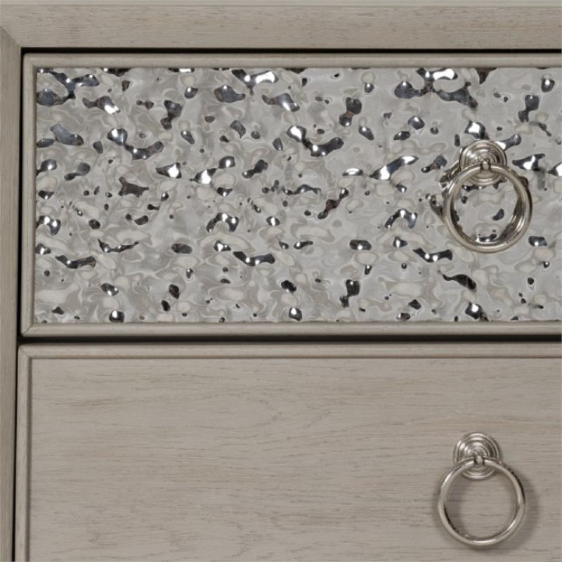 Kaira Nightstand with 2 USB Ports- Textured Metal