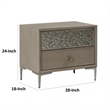 Kaira Nightstand with 2 USB Ports- Textured Metal