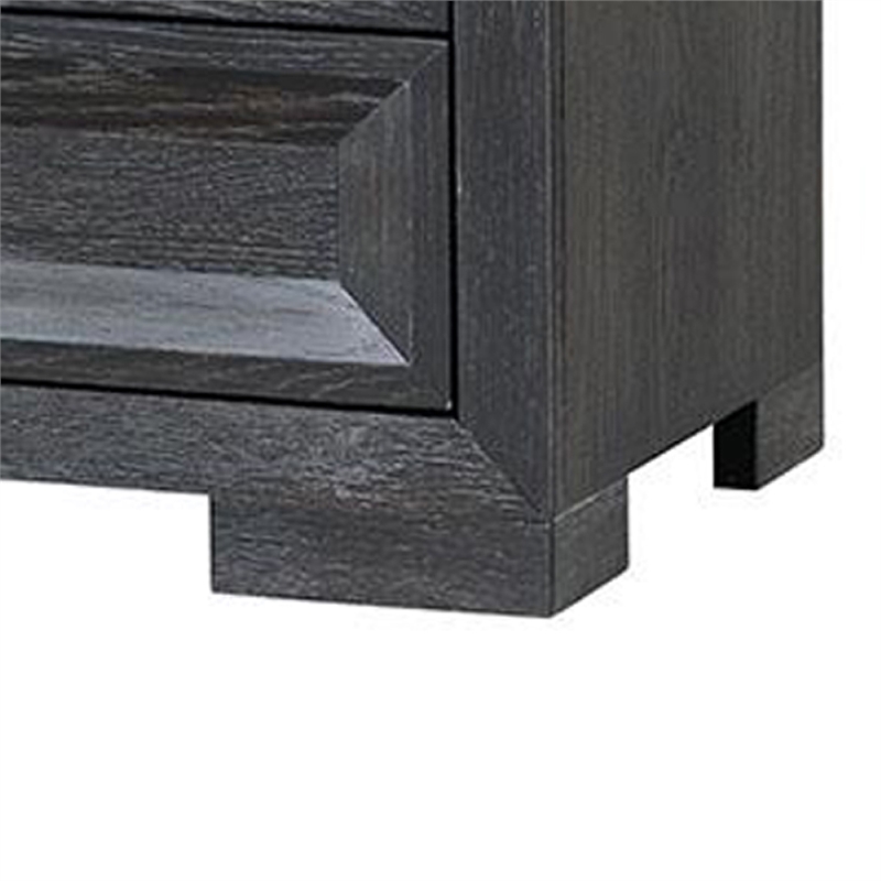 Kizie Nightstand- 3 Drawers- USB A-C- Weathered Black Wood- 28 Inch
