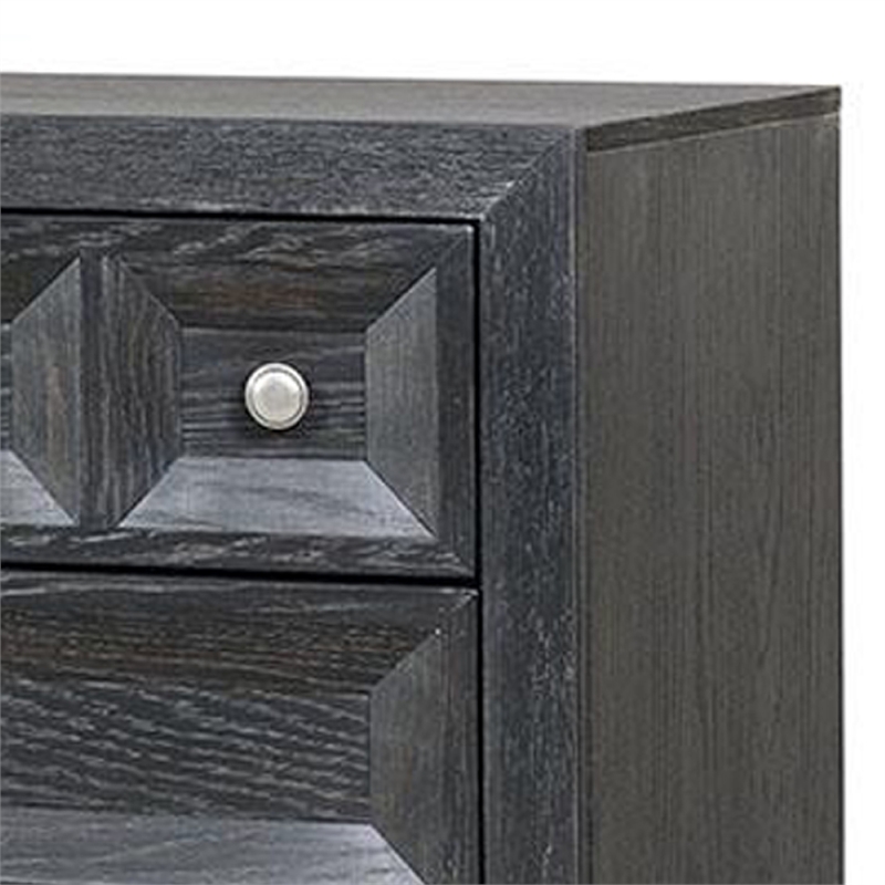 Kizie Oversized Nightstand- USB A-C- 3 Drawer- 38 Inch Weathered Black