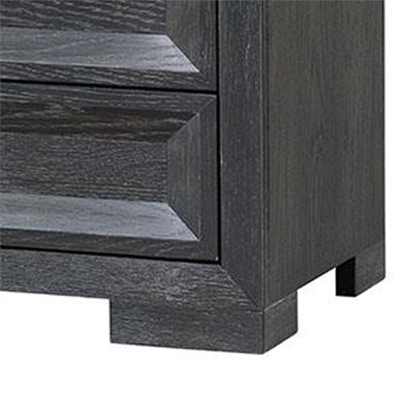 Kizie Oversized Nightstand- USB A-C- 3 Drawer- 38 Inch Weathered Black