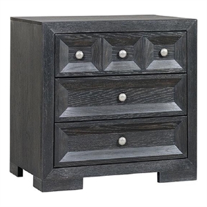 Kizie Oversized Nightstand- USB A-C- 3 Drawer- 38 Inch Weathered Black