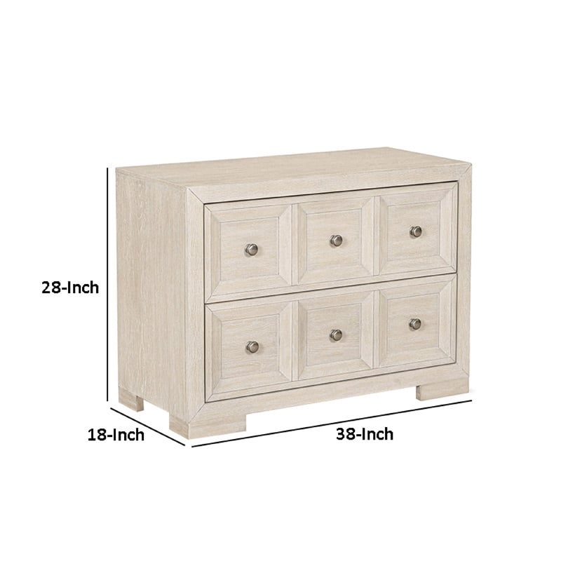 Kizie Oversized Nightstand- USB A-C- 2 Drawers- 38 Inch
