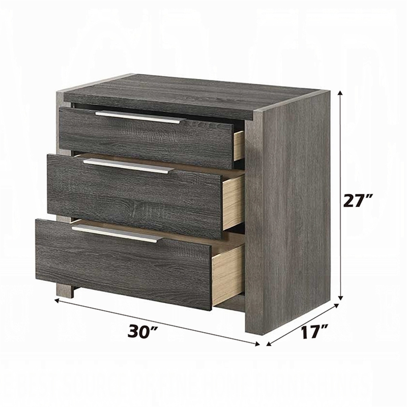 Joho Nightstand- 30 Inch- 5 Storage Drawers with Metal Handles