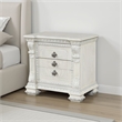 Naddy Nightstand- 2 Drawers- USB- Wire Brushed White Wood- 30 Inch