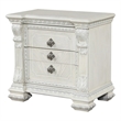 Naddy Nightstand- 2 Drawers- USB- Wire Brushed White Wood- 30 Inch