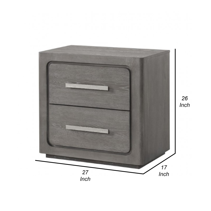 Thorne Nightstand- 2 Drawers with Top Felt Lining- 27 Inch