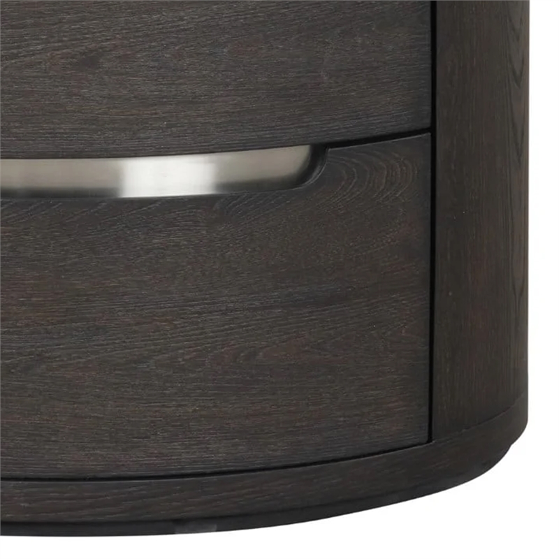 Osko Nightstand- 2 Storage Drawers- Nickel Trim