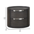 Osko Nightstand- 2 Storage Drawers- Nickel Trim