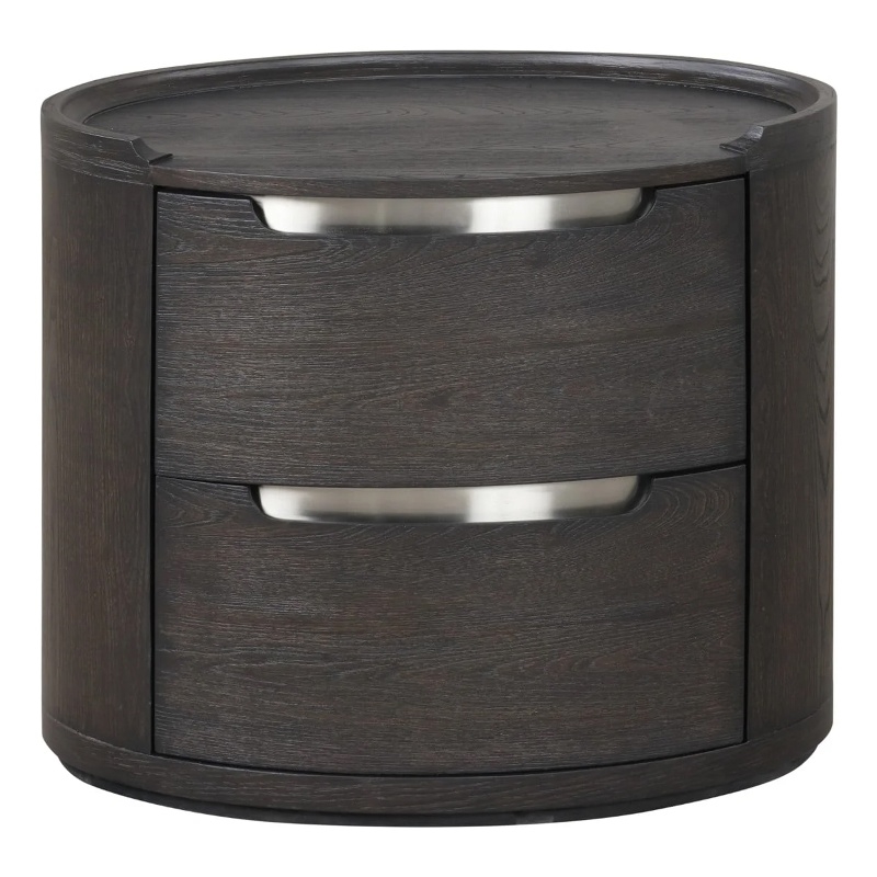 Osko Nightstand- 2 Storage Drawers- Nickel Trim