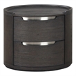 Osko Nightstand- 2 Storage Drawers- Nickel Trim