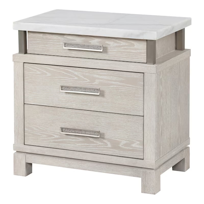 Loji Nightstand- 3 Drawers- White Marble Top- 29 Inch