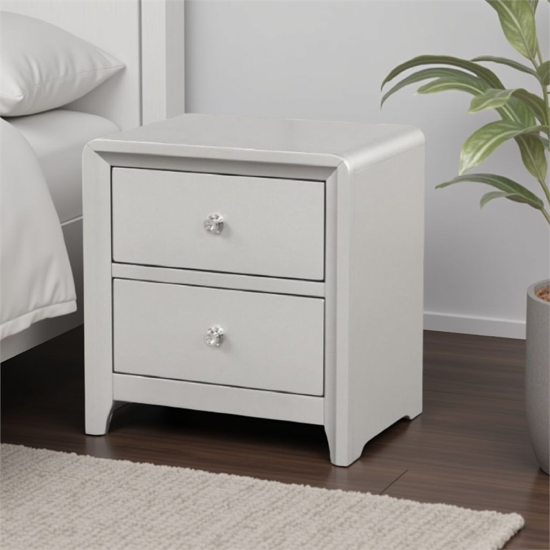 Broy Nightstand- 2 Drawers- Crystal Knobs-25 Inch