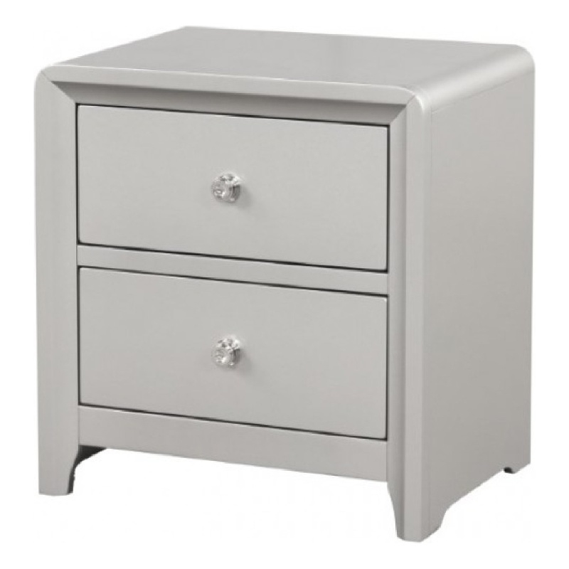 Broy Nightstand- 2 Drawers- Crystal Knobs-25 Inch