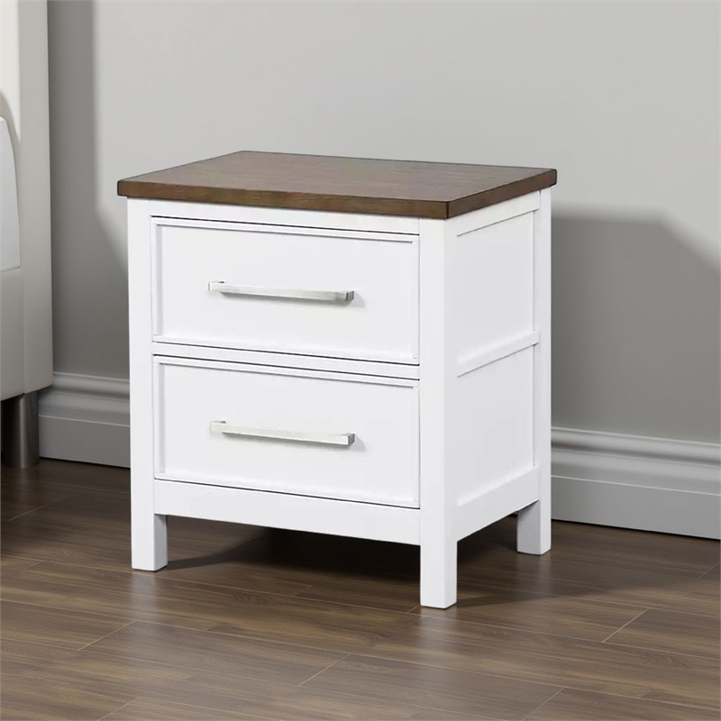 Tela Nightstand- 2 Drawers- Metal Handles- 25 Inch