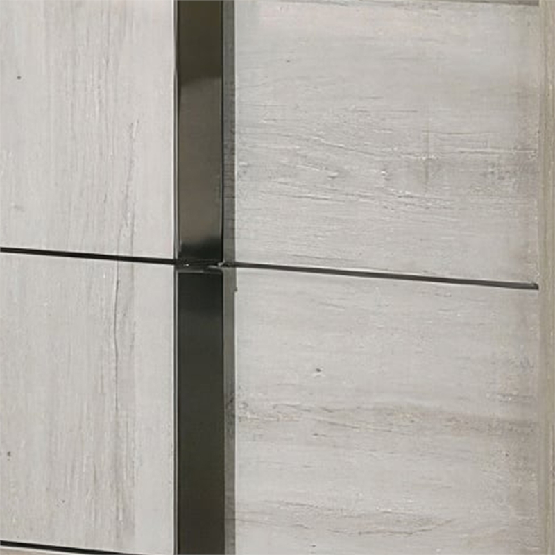 Hyao Nightstand- 26 Inch- 2 Drawers- Chrome Handles- White Wash Veneer