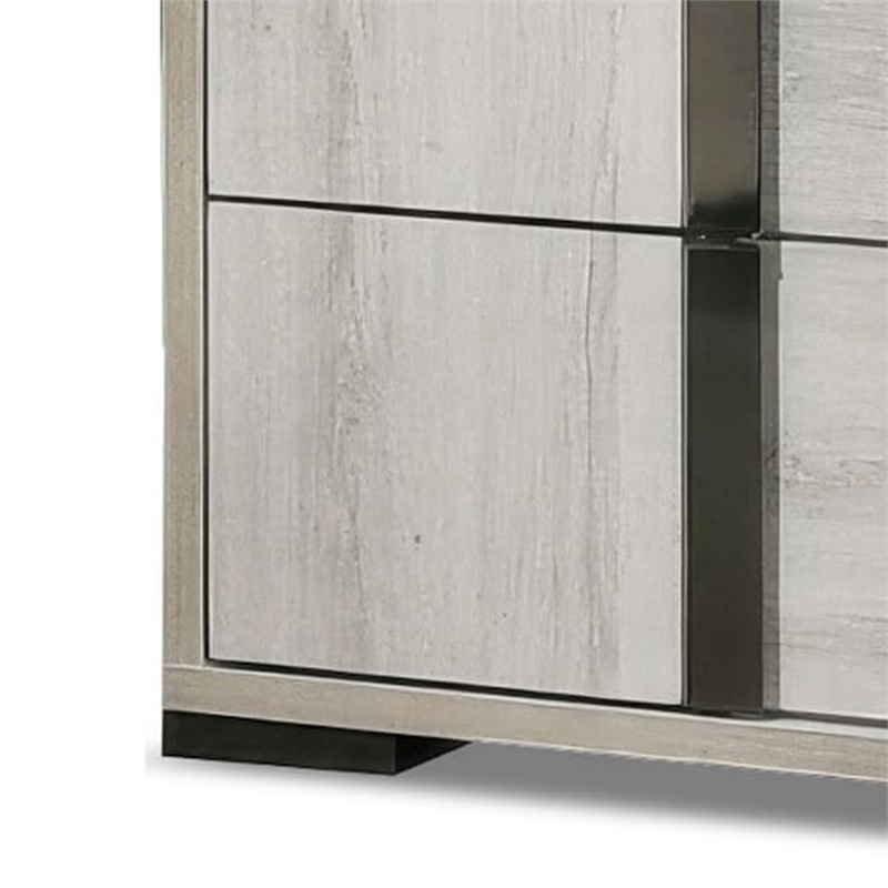 Hyao Nightstand- 26 Inch- 2 Drawers- Chrome Handles- White Wash Veneer