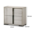 Hyao Nightstand- 26 Inch- 2 Drawers- Chrome Handles- White Wash Veneer