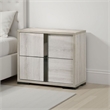 Hyao Nightstand- 26 Inch- 2 Drawers- Chrome Handles- White Wash Veneer