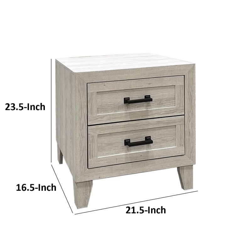 Miot Nightstand- 2 Drawers with Metal Handles- 24 Inch