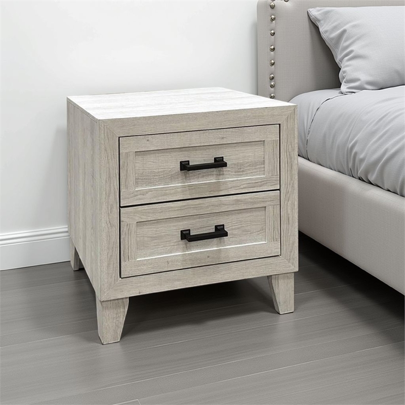 Miot Nightstand- 2 Drawers with Metal Handles- 24 Inch