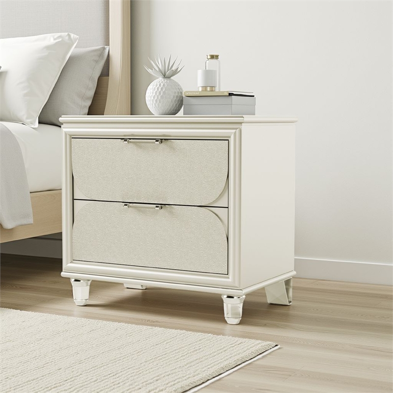 Zema Nightstand- 2 Drawers w Acrylic Handles- 30 Inch