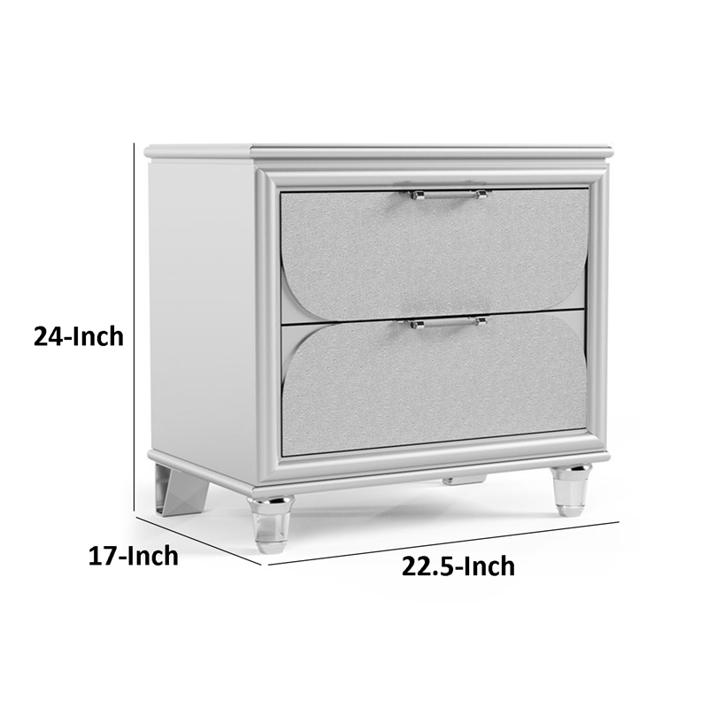 Dima Nightstand- 2 Drawers w Acrylic Handles- 24 Inch